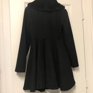 Black Faux Fur Lined Swing Coat